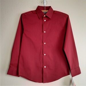 Boys Chap red sienna cotton blend button down shirt